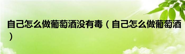 自己怎么做葡萄酒没有毒（自己怎么做葡萄酒）