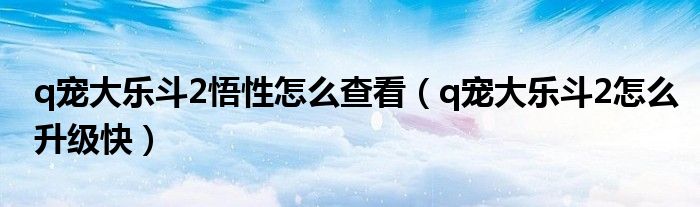 q宠大乐斗2悟性怎么查看（q宠大乐斗2怎么升级快）