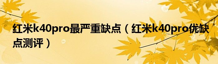 红米k40pro最严重缺点（红米k40pro优缺点测评）
