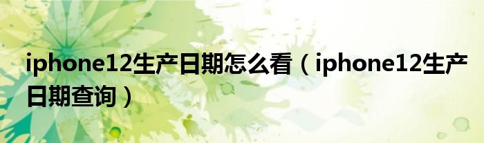 iphone12生产日期怎么看（iphone12生产日期查询）