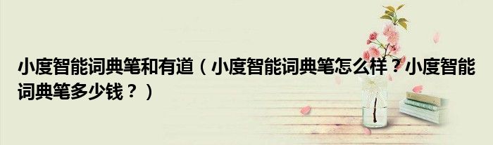 小度智能词典笔和有道（小度智能词典笔怎么样？小度智能词典笔多少钱？）