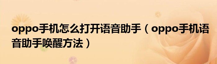oppo手机怎么打开语音助手（oppo手机语音助手唤醒方法）