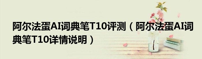 阿尔法蛋AI词典笔T10评测（阿尔法蛋AI词典笔T10详情说明）