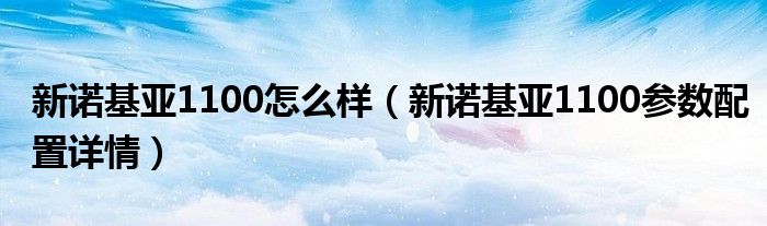 新诺基亚1100怎么样（新诺基亚1100参数配置详情）