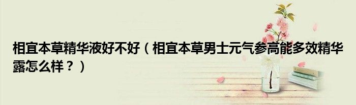 相宜本草精华液好不好（相宜本草男士元气参高能多效精华露怎么样？）