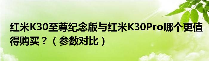 红米K30至尊纪念版与红米K30Pro哪个更值得购买？（参数对比）