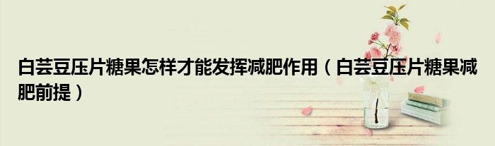 白芸豆压片糖果怎样才能发挥减肥作用（白芸豆压片糖果减肥前提）