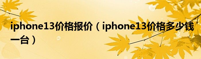 iphone13价格报价（iphone13价格多少钱一台）