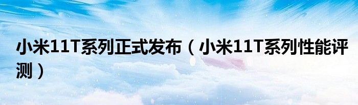 小米11T系列正式发布（小米11T系列性能评测）