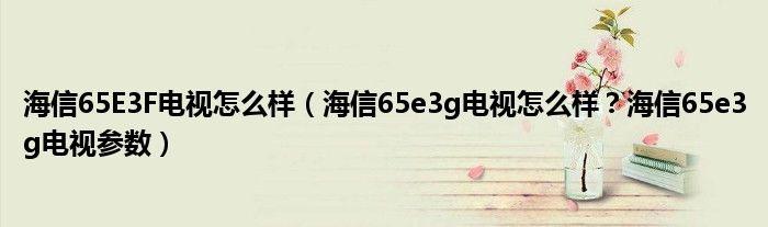海信65E3F电视怎么样（海信65e3g电视怎么样？海信65e3g电视参数）