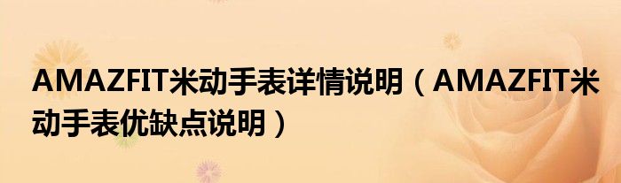 AMAZFIT米动手表详情说明（AMAZFIT米动手表优缺点说明）