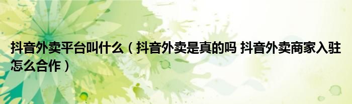 抖音外卖平台叫什么（抖音外卖是真的吗 抖音外卖商家入驻怎么合作）