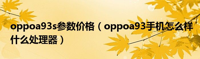 oppoa93s参数价格（oppoa93手机怎么样什么处理器）