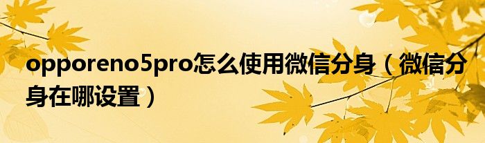 opporeno5pro怎么使用微信分身（微信分身在哪设置）