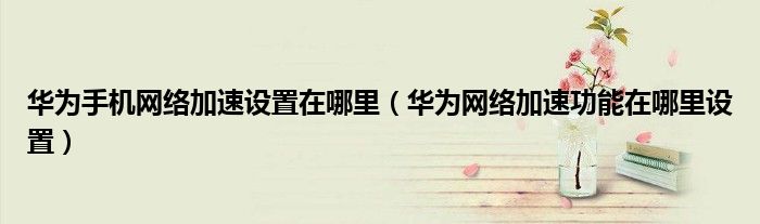 华为手机网络加速设置在哪里（华为网络加速功能在哪里设置）