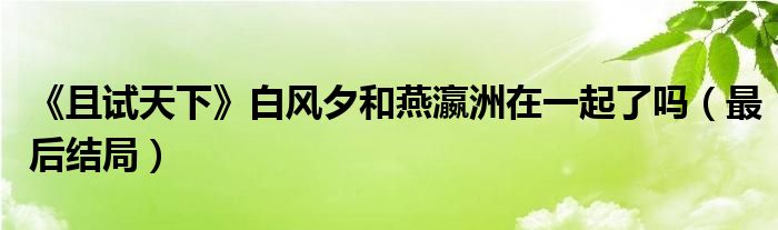 《且试天下》白风夕和燕瀛洲在一起了吗（最后结局）