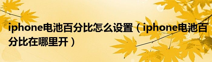 iphone电池百分比怎么设置（iphone电池百分比在哪里开）