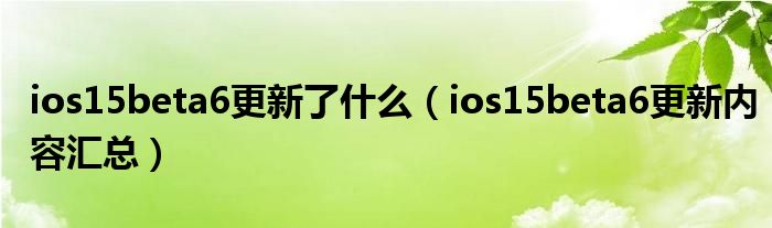 ios15beta6更新了什么（ios15beta6更新内容汇总）