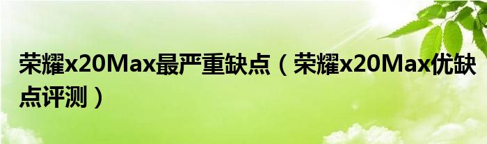 荣耀x20Max最严重缺点（荣耀x20Max优缺点评测）