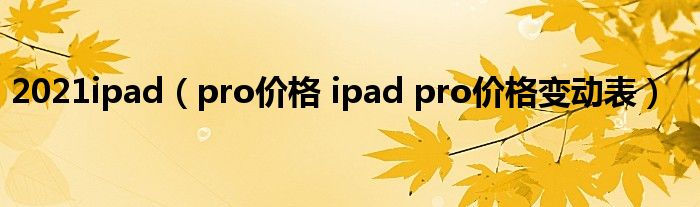 2021ipad（pro价格 ipad pro价格变动表）