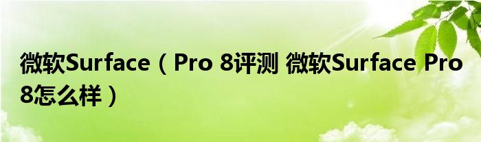 微软Surface（Pro 8评测 微软Surface Pro 8怎么样）