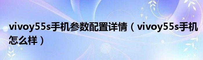 vivoy55s手机参数配置详情（vivoy55s手机怎么样）
