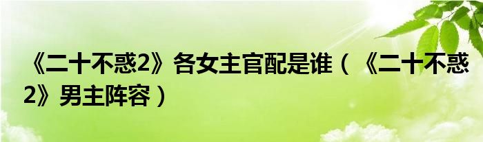 《二十不惑2》各女主官配是谁（《二十不惑2》男主阵容）