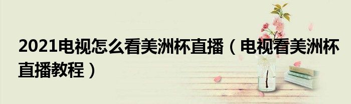2021电视怎么看美洲杯直播（电视看美洲杯直播教程）