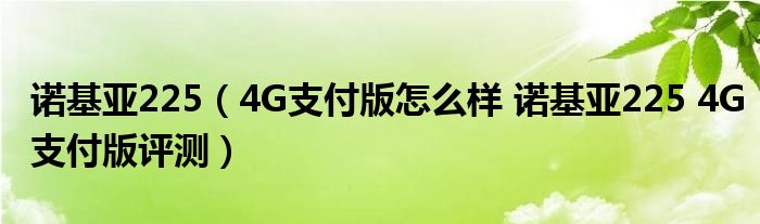 诺基亚225（4G支付版怎么样 诺基亚225 4G支付版评测）