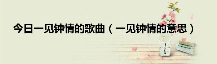 今日一见钟情的歌曲（一见钟情的意思）