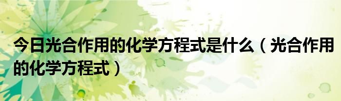 今日光合作用的化学方程式是什么（光合作用的化学方程式）