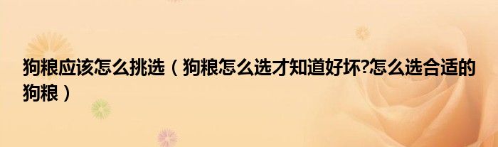 狗粮应该怎么挑选（狗粮怎么选才知道好坏?怎么选合适的狗粮）