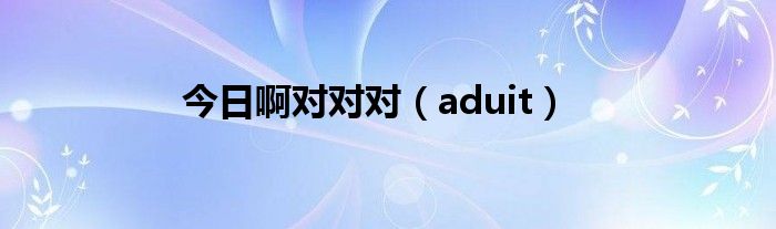 今日啊对对对（aduit）