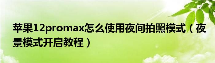 苹果12promax怎么使用夜间拍照模式（夜景模式开启教程）