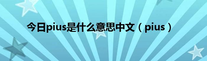 今日pius是什么意思中文（pius）