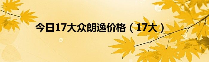 今日17大众朗逸价格（17大）
