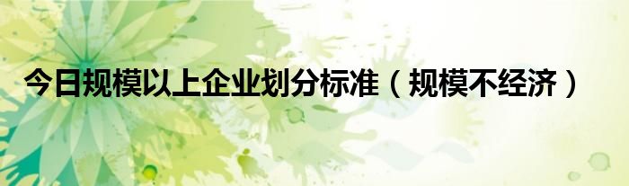 今日规模以上企业划分标准（规模不经济）