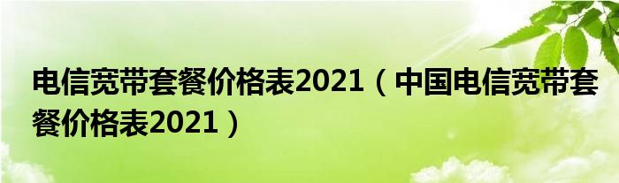 电信宽带套餐价格表2021（中国电信宽带套餐价格表2021）