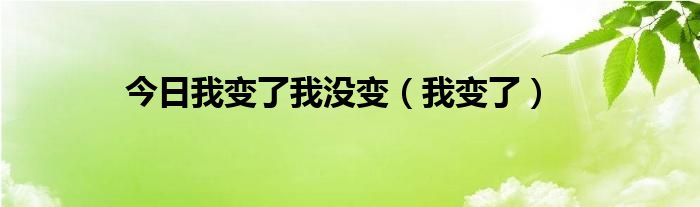 今日我变了我没变（我变了）