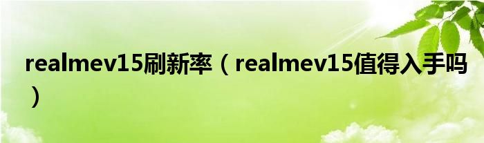 realmev15刷新率（realmev15值得入手吗）