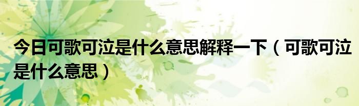 今日可歌可泣是什么意思解释一下（可歌可泣是什么意思）
