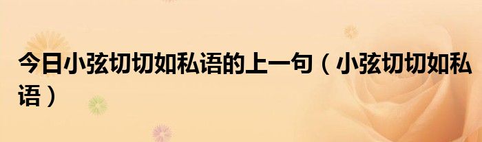 今日小弦切切如私语的上一句（小弦切切如私语）