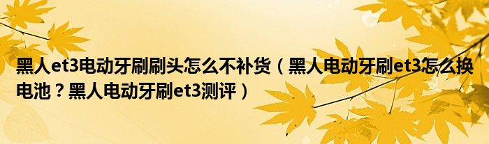 黑人et3电动牙刷刷头怎么不补货（黑人电动牙刷et3怎么换电池？黑人电动牙刷et3测评）