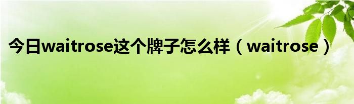今日waitrose这个牌子怎么样（waitrose）