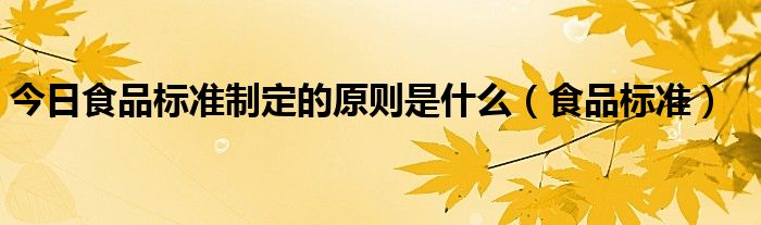 今日食品标准制定的原则是什么（食品标准）