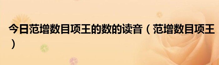 今日范增数目项王的数的读音（范增数目项王）