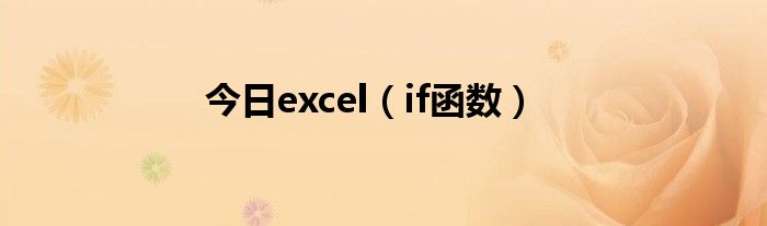 今日excel（if函数）