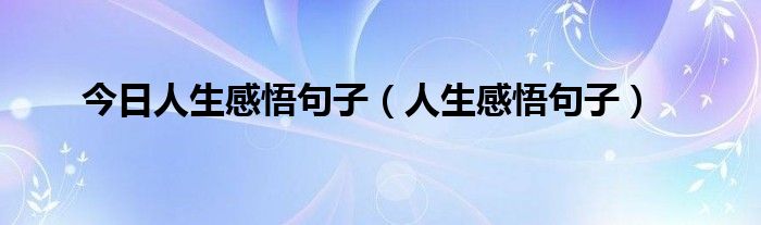 今日人生感悟句子（人生感悟句子）