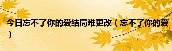 今日忘不了你的爱结局难更改（忘不了你的爱）