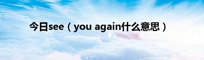 今日see（you again什么意思）